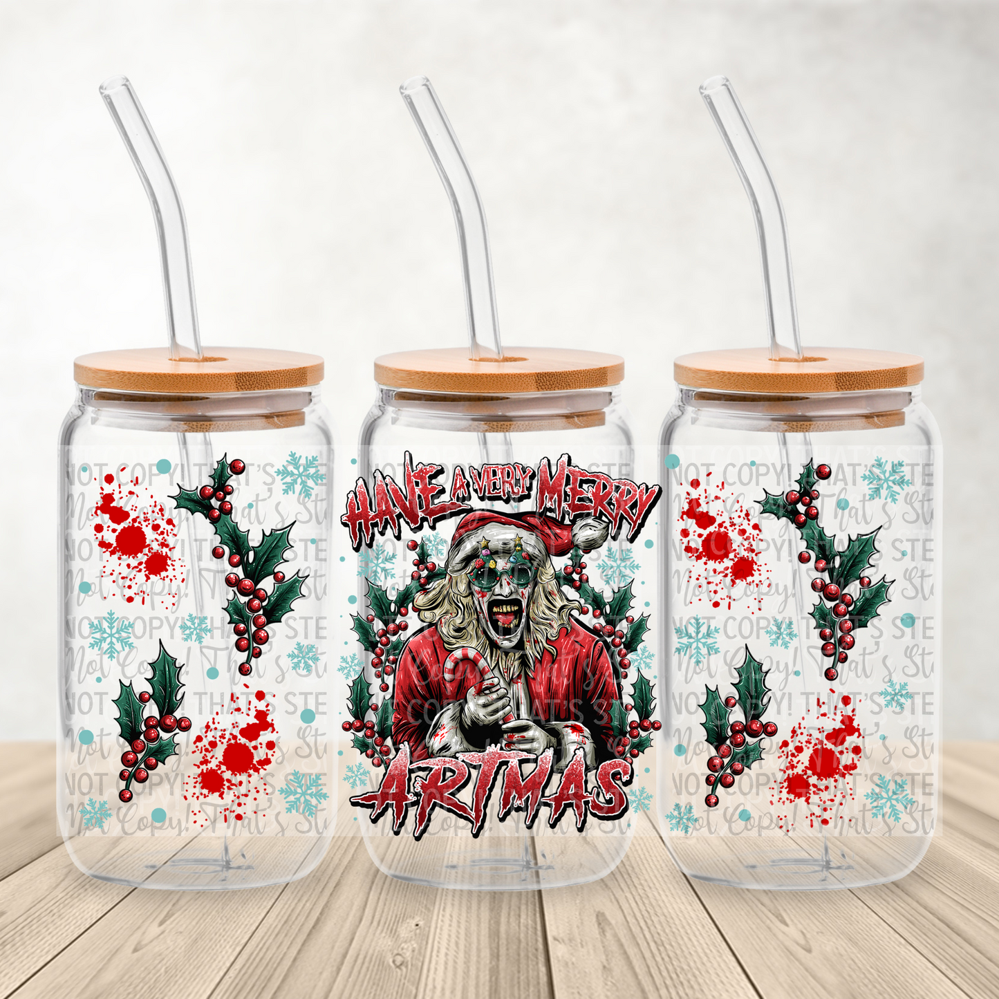 Have a very merry Artmas - 16oz UV DTF Transfer Film Wrap and Matching Lid G094