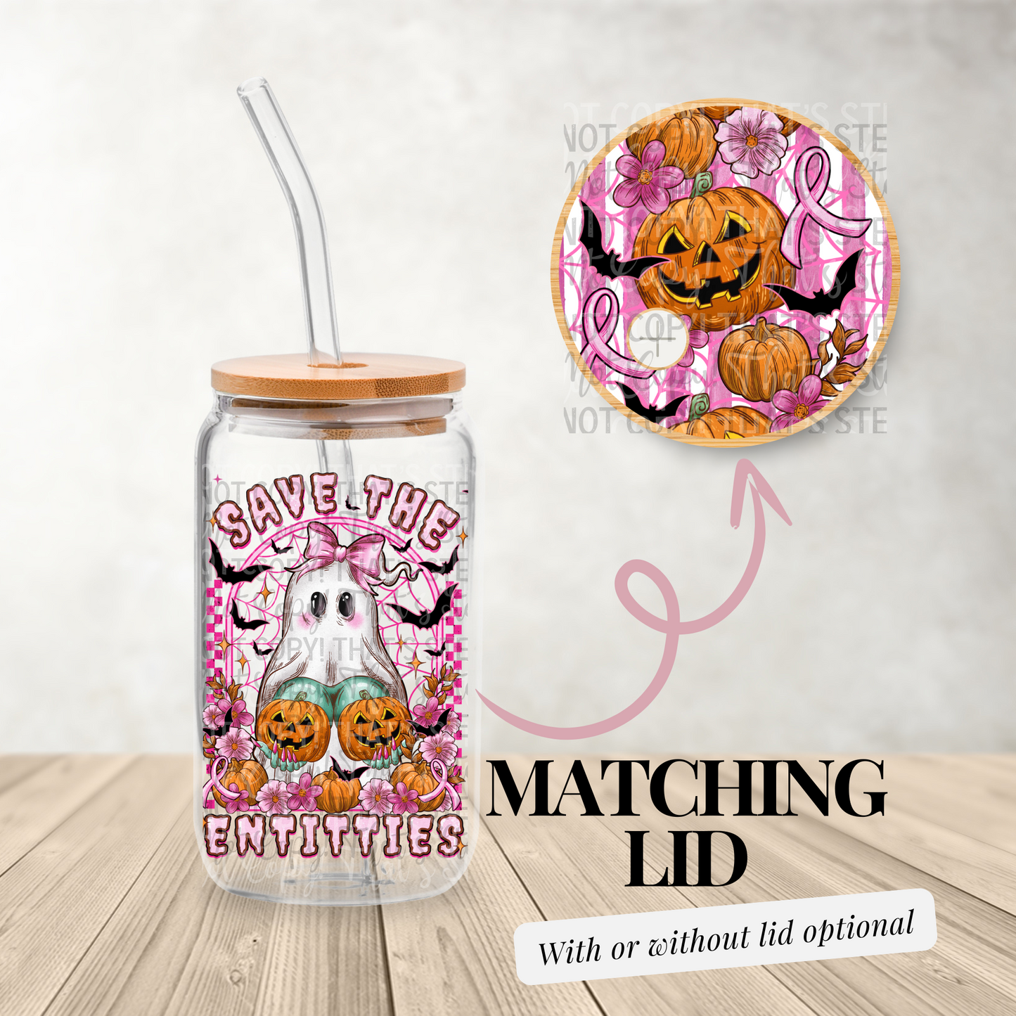 Save the Entitties Cancer Awareness  - 16oz UV DTF Transfer Film Wrap and Matching Lid G094