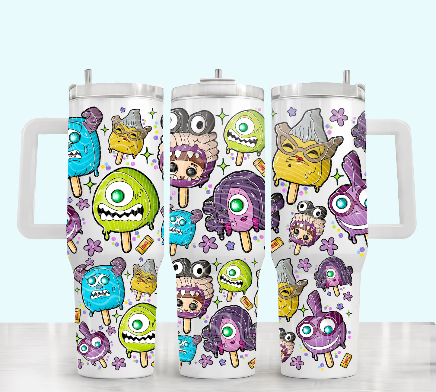 Monster Friends Popsicles - TOP & BOTTOM SET - 40 oz Tumbler UV DTF Transfer Film