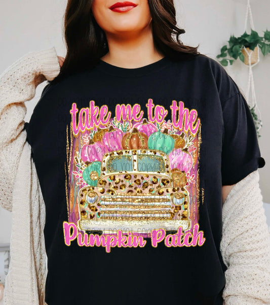 Take me to the pumpkin patch cheetah truck DTF Transfer Film SD095