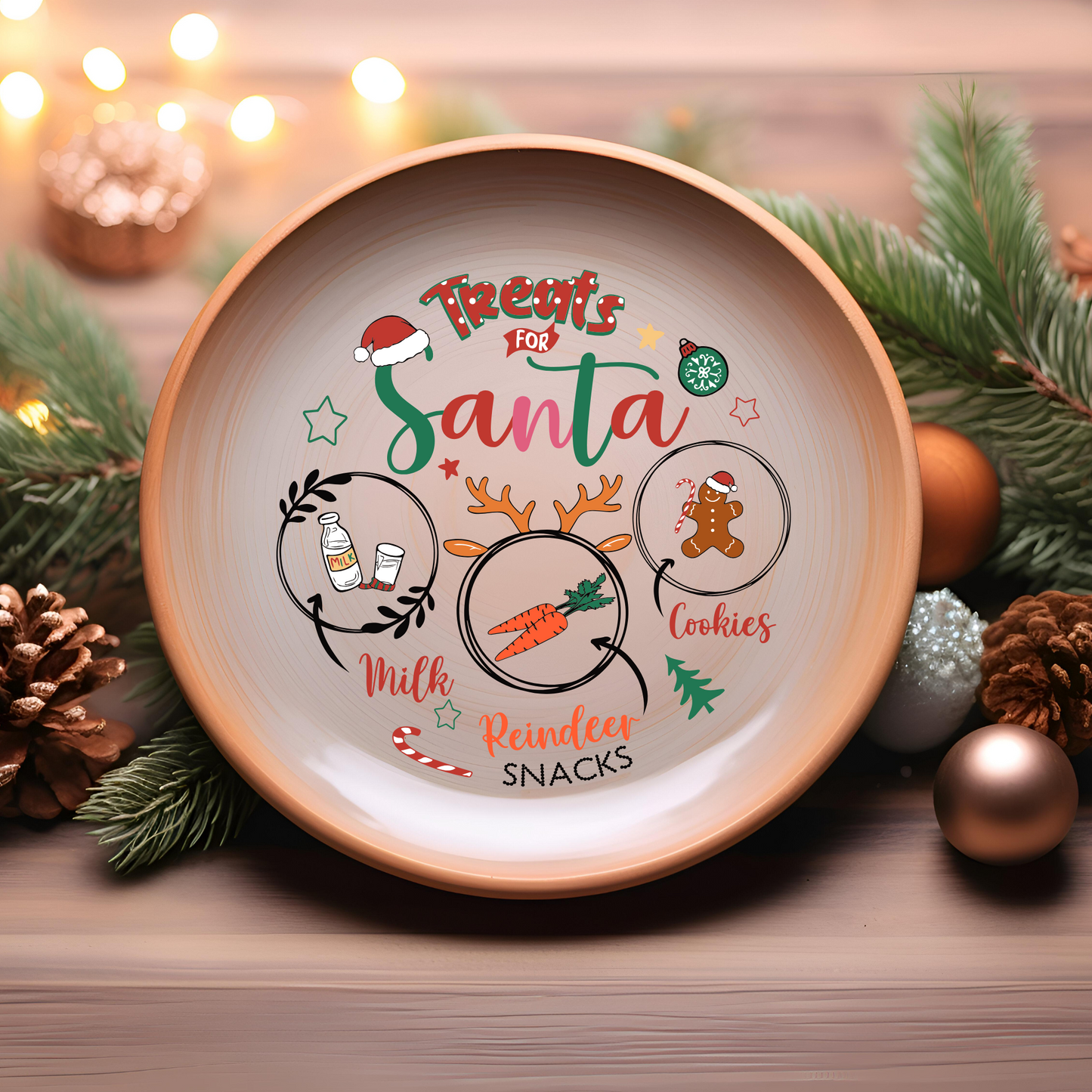 UV DTF Transfers for Santa Plates – Easy Peel, Rub & Stick Holiday Designs - Style 2