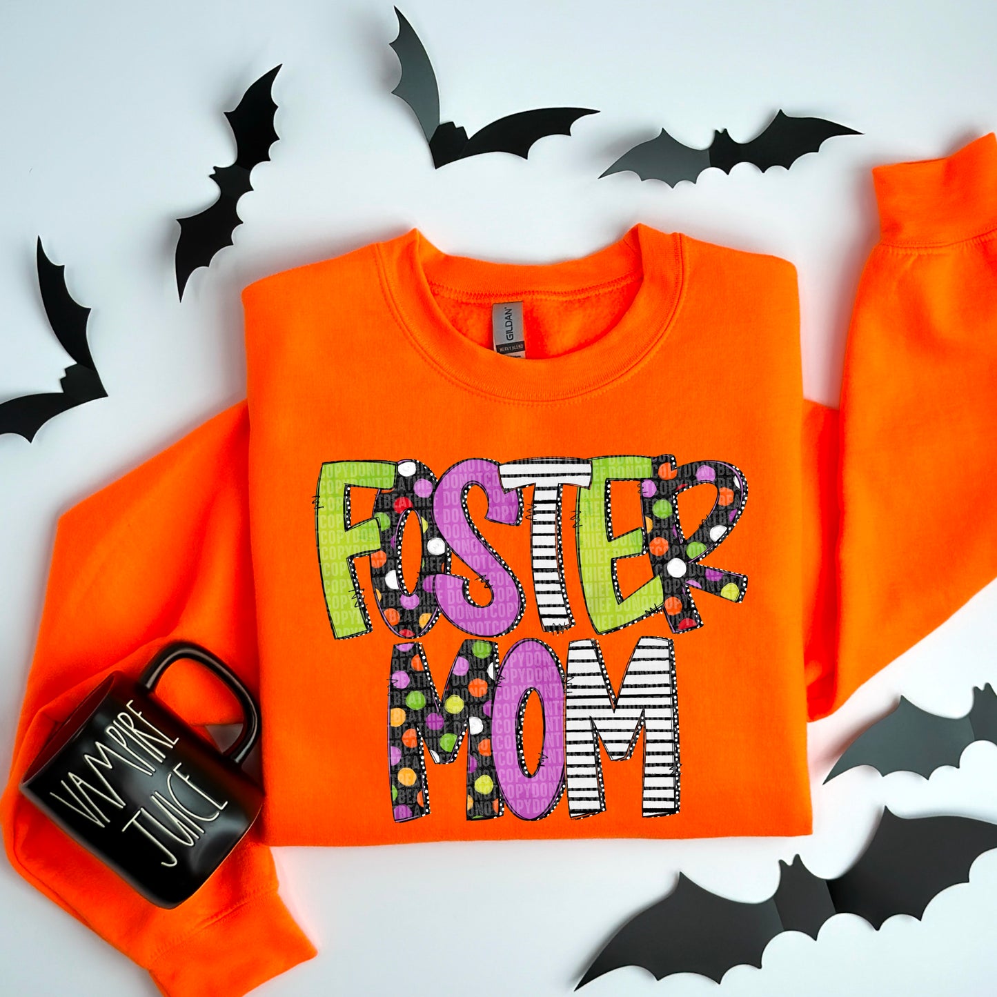 Halloween Matching Family Doodles Foster Mom DTF Transfer Film F094