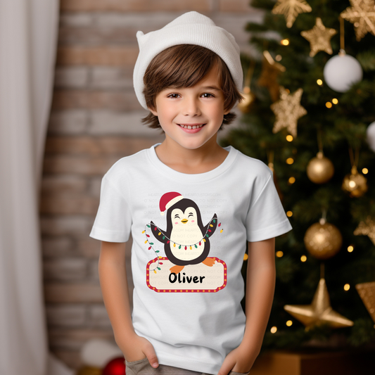 Customize it! Christmas Penguin with Name Transfer Film IHC114