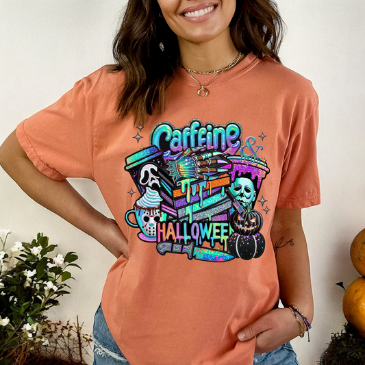 Horror Caffeine Faux Rhinestone Faux Embroidery DTF Transfer Film