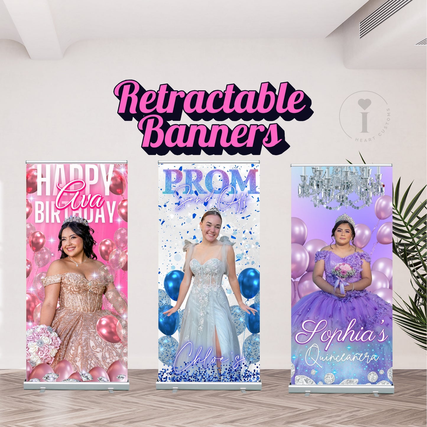 Standard 33 inch retractable banner stand for trade show and business events printed by iHeartCustoms Orlando