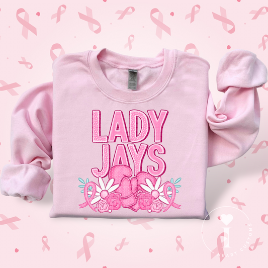 Lady Jays Breast Cancer Sports Mascot DTF Transfer Film SD074