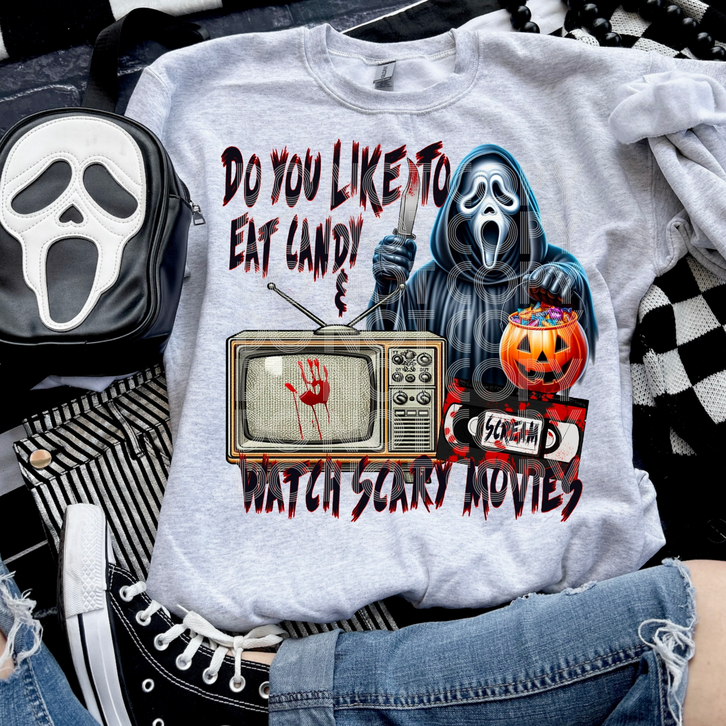 Do you like to eat candy & watch scary movies DTF Transfer Film