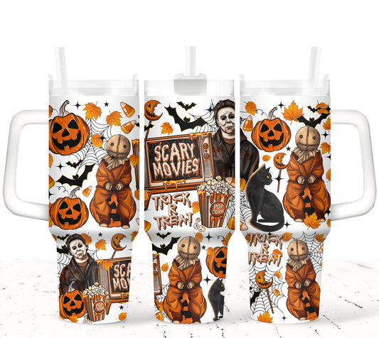 Spooky Scary Movies V2 - TOP & BOTTOM SET - 40 oz Tumbler UV DTF Transfer Film