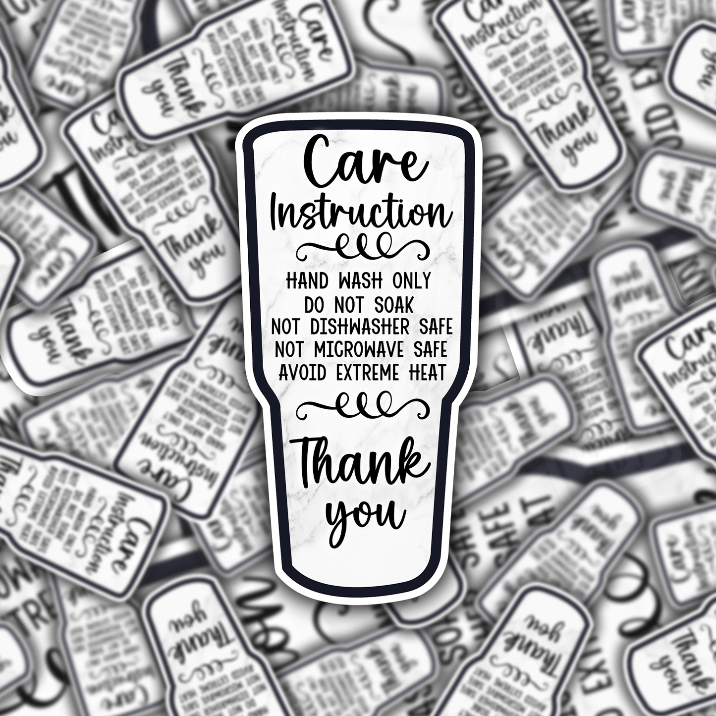 Packaging Care Card Stickers - Tumbler Care instructions - 40T11