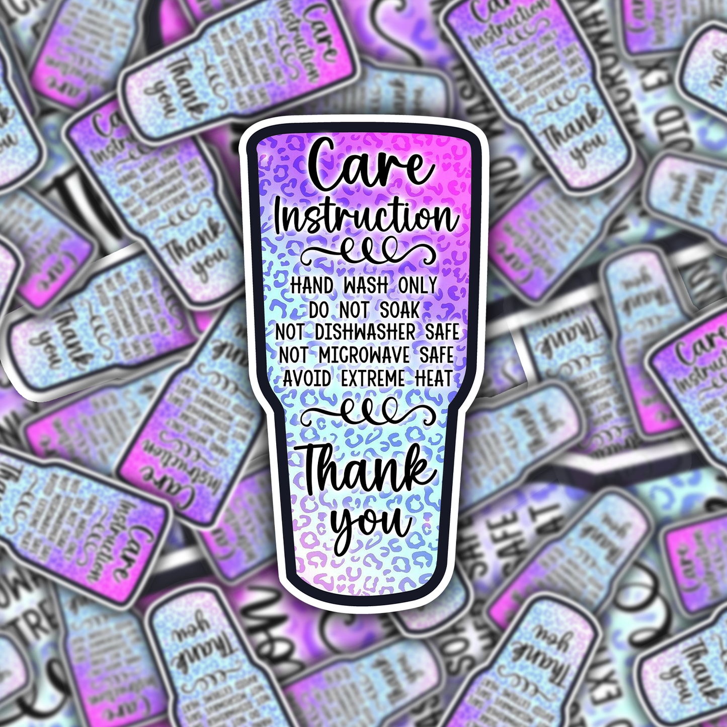 Packaging Care Card Stickers - Tumbler Care instructions - 40T12