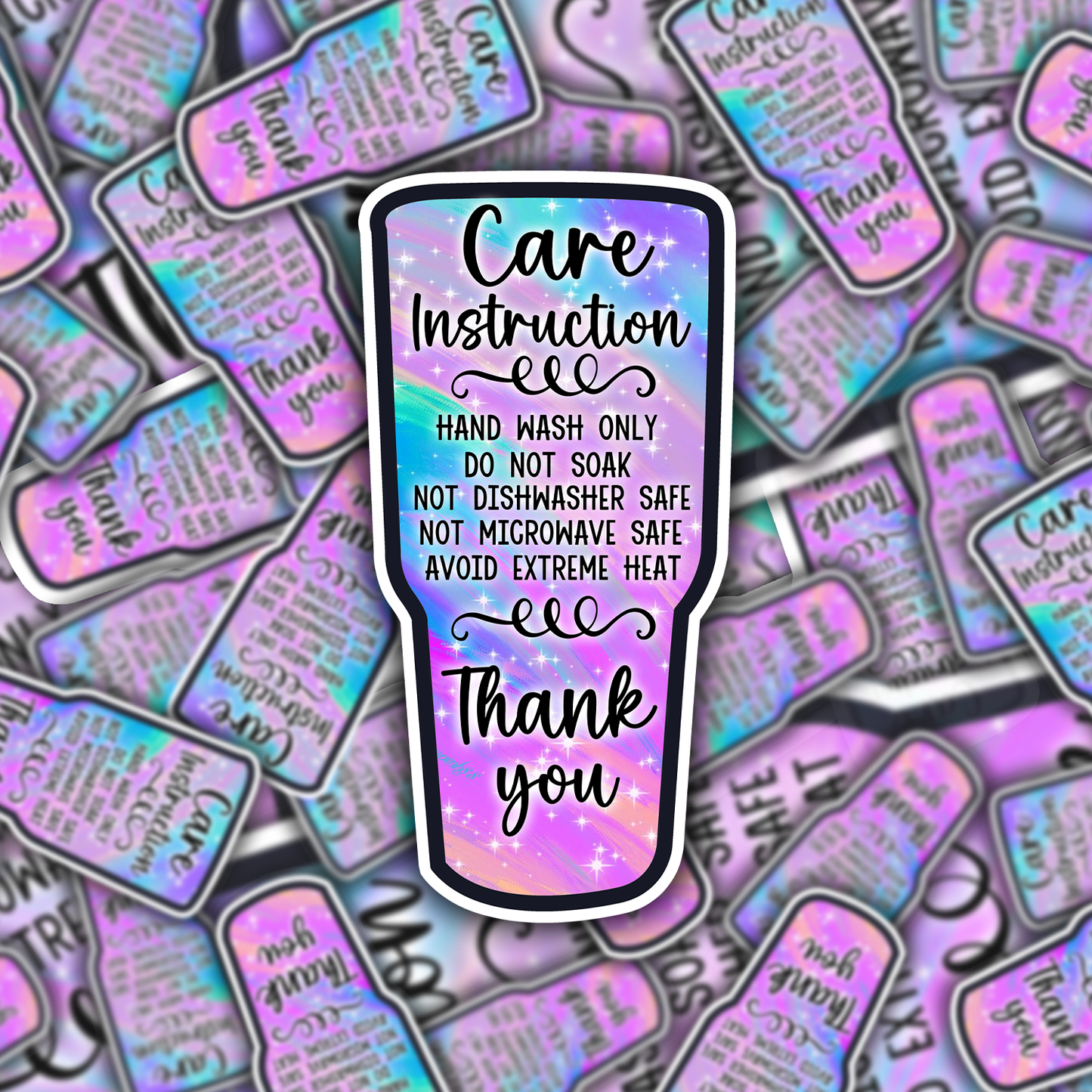 Packaging Care Card Stickers - Tumbler Care instructions - 40T3