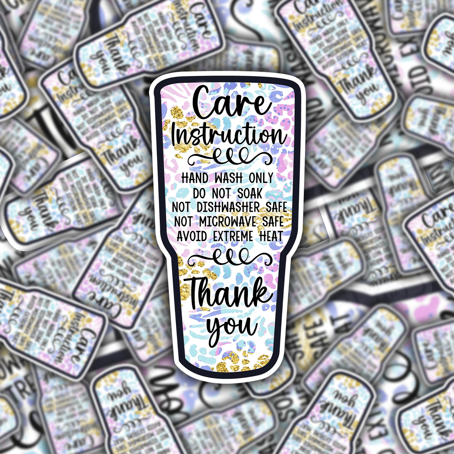 Packaging Care Card Stickers - Tumbler Care instructions - 40T5