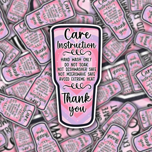 Packaging Care Card Stickers - Tumbler Care instructions - 40T13