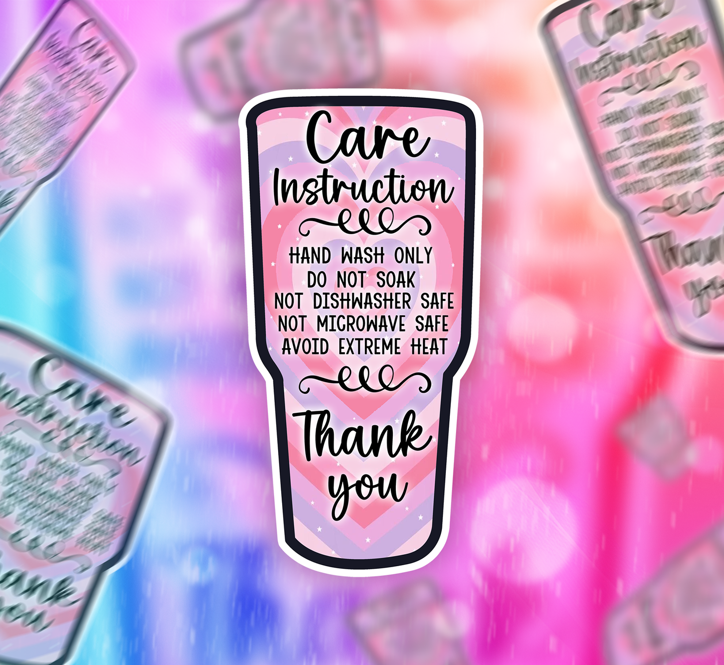 Packaging Care Card Stickers - Tumbler Care instructions - 40T13