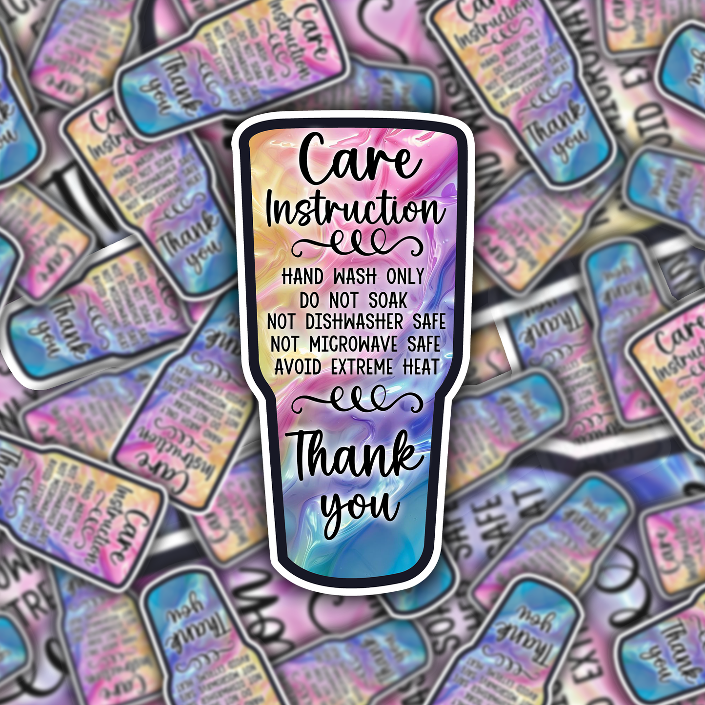 Packaging Care Card Stickers - Tumbler Care instructions - 40T1