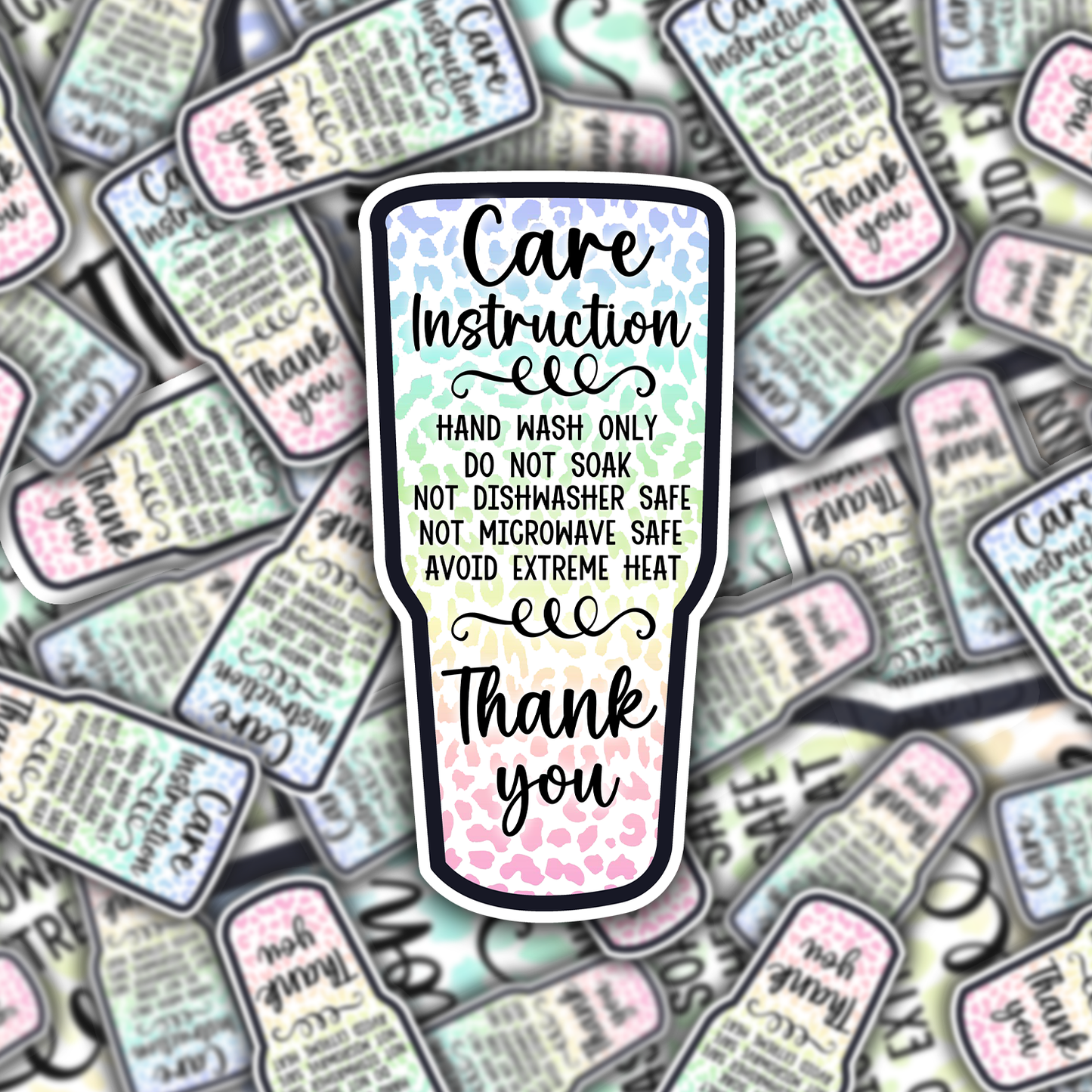 Packaging Care Card Stickers - Tumbler Care instructions - 40T2