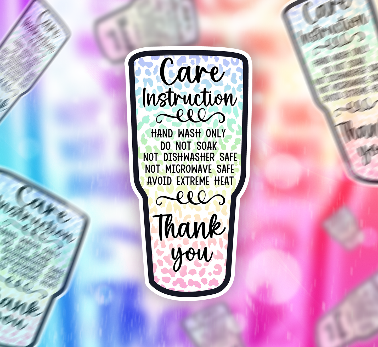 Packaging Care Card Stickers - Tumbler Care instructions - 40T2