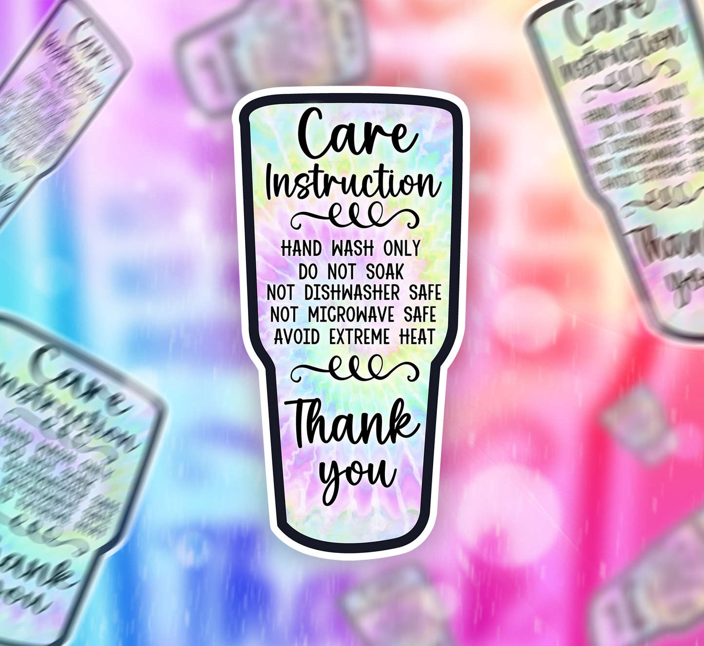 Packaging Care Card Stickers - Tumbler Care instructions - 40T4