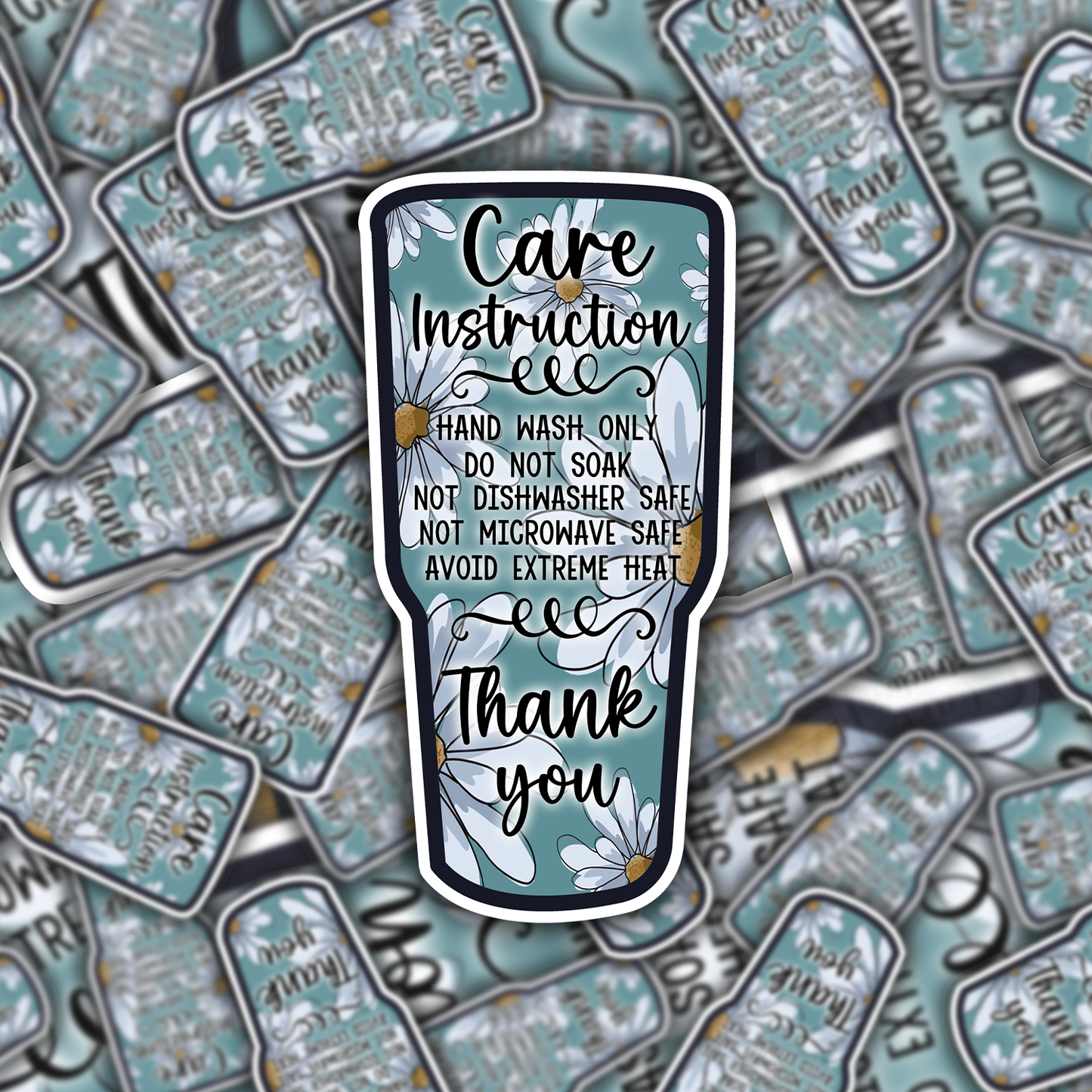 Packaging Care Card Stickers - Tumbler Care instructions - 40T7