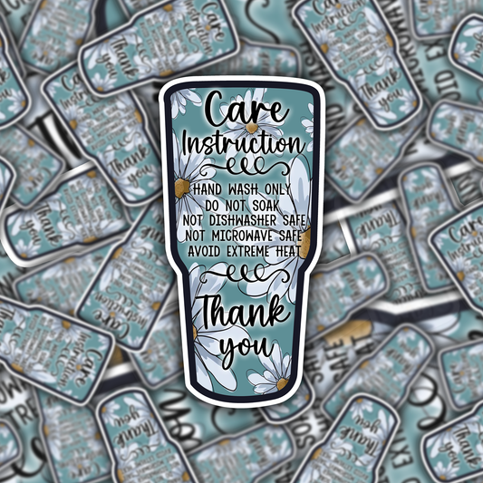 Packaging Care Card Stickers - Tumbler Care instructions - 40T7