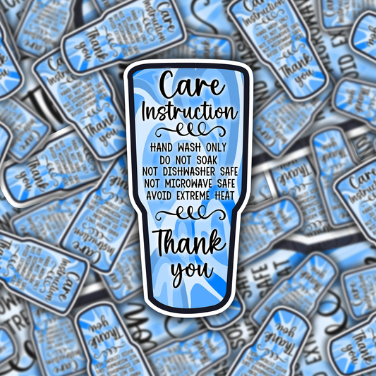 Packaging Care Card Stickers - Tumbler Care instructions - 40T9