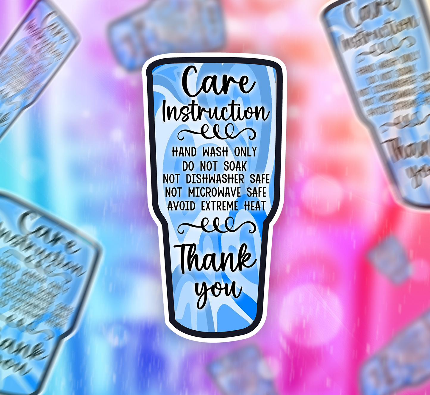 Packaging Care Card Stickers - Tumbler Care instructions - 40T9