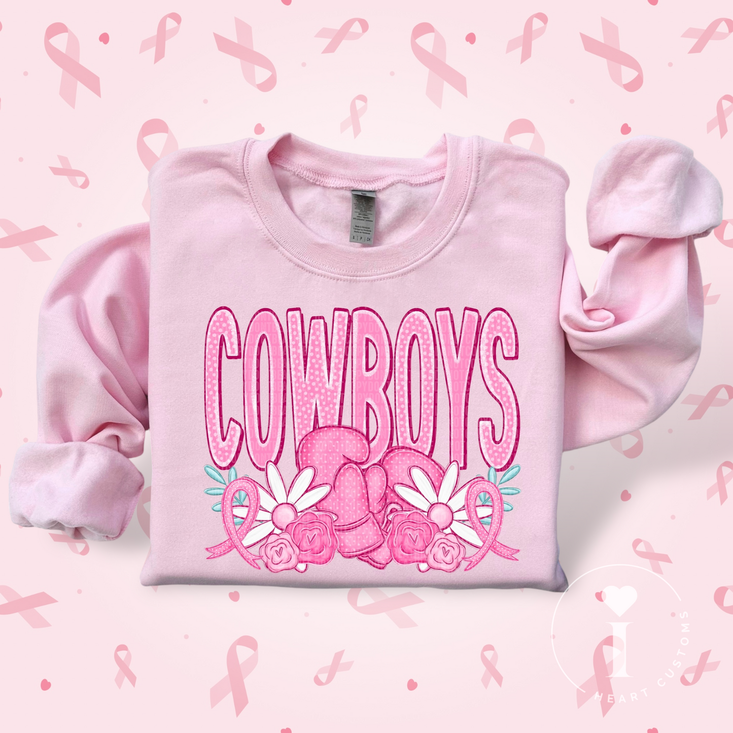 Cowboys Breast Cancer Sports Mascot DTF Transfer Film SD074