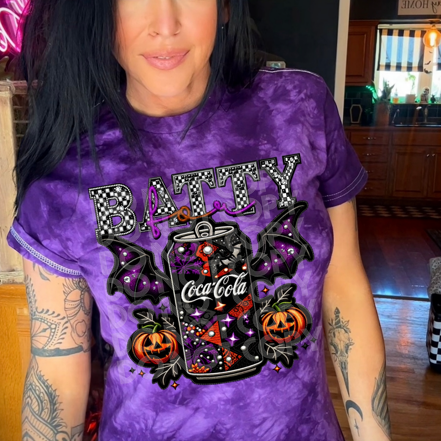 Halloween Batty Soda v6 Faux Embroidery DTF Transfer Film TE084