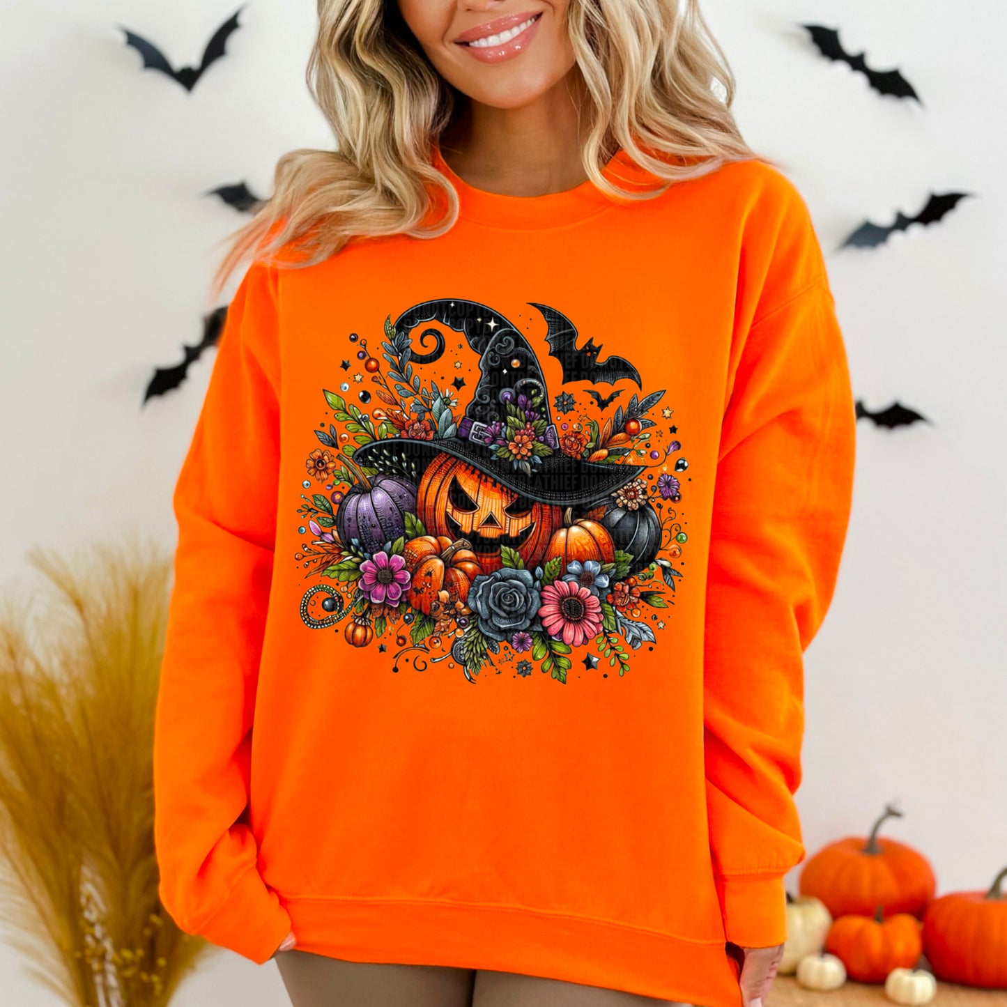 Pumpkin Witch Faux Embroidered DTF Transfer Film SDD084