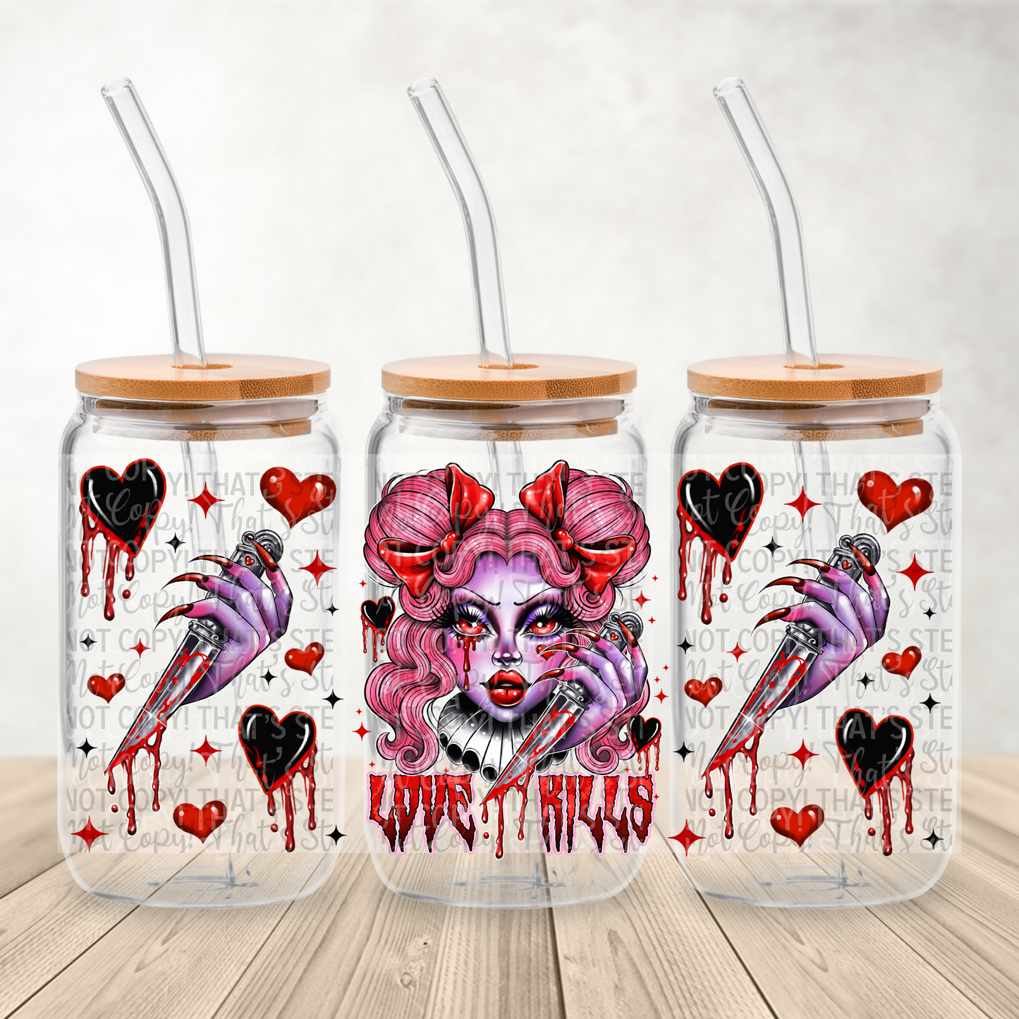 Valentine Love Kills - 16oz UV DTF Transfer Film Wrap and Matching Lid G124