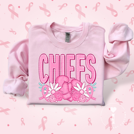 Chiefs Breast Cancer Sports Mascot DTF Transfer Film SD074