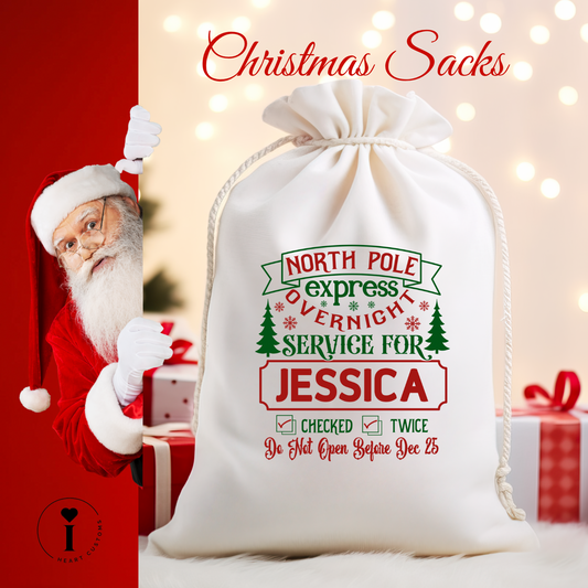 Personalized Santa Christmas Sack DTF Transfer – Custom Holiday Gift Bag Design - Design 9