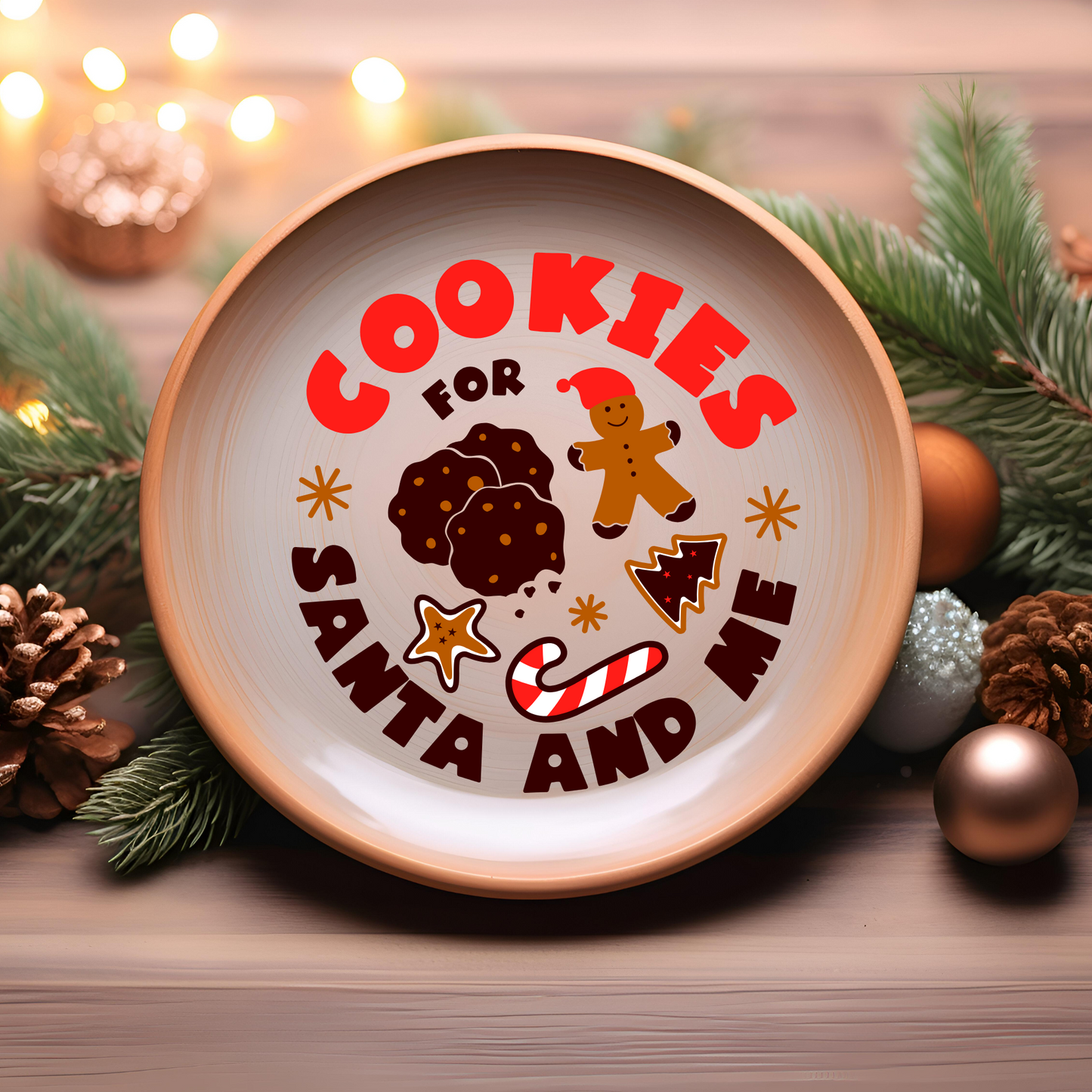 UV DTF Transfers for Santa Plates – Easy Peel, Rub & Stick Holiday Designs - Style 8