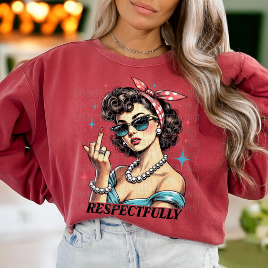 Pin up girl respectfully DTF Transfer Film E084