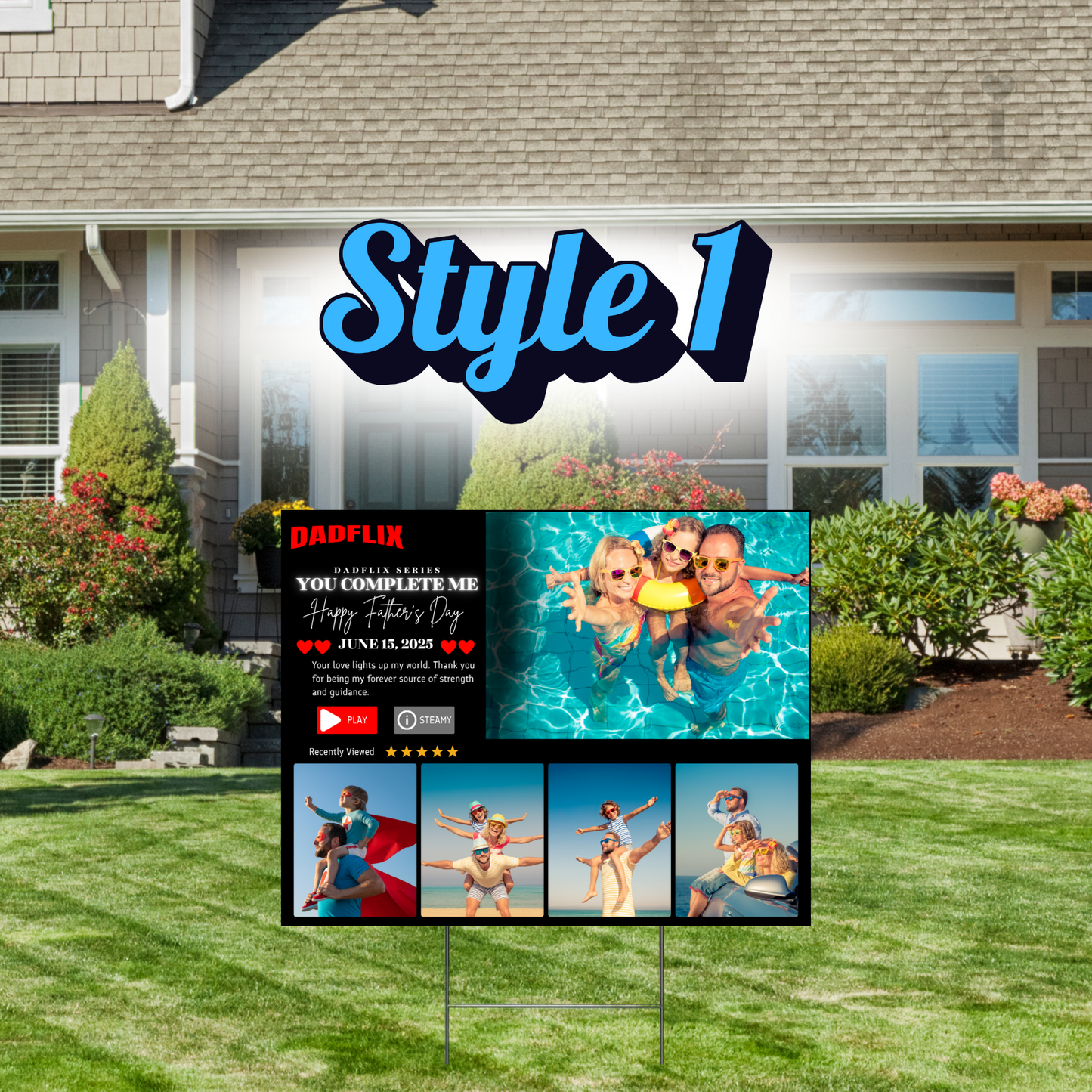 Custom Yard Signs  - Father’s Day - Dadflix - Style 1 - 5 images
