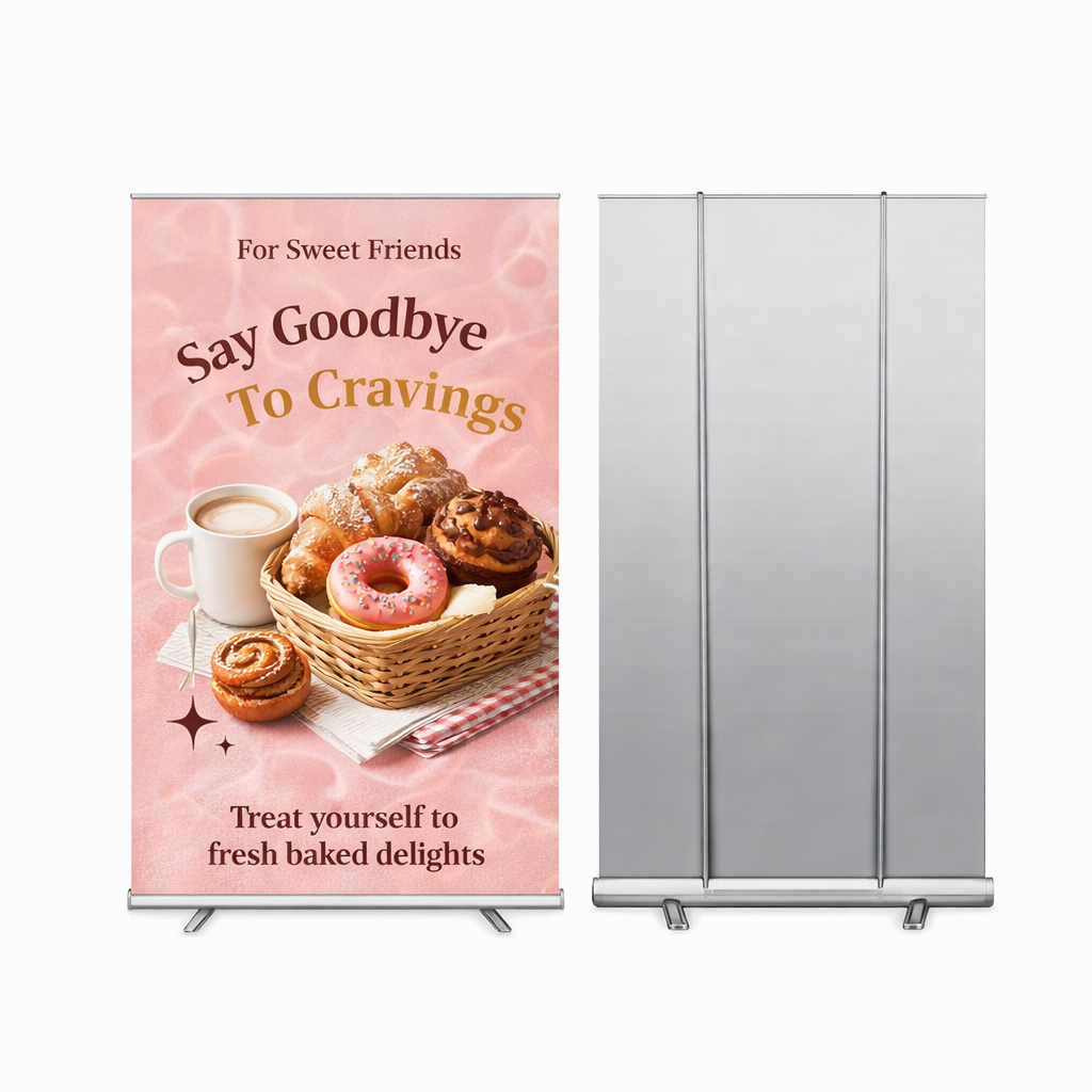 60 inch extra wide retractable banner stand printed in Orlando for trade shows and retail displays