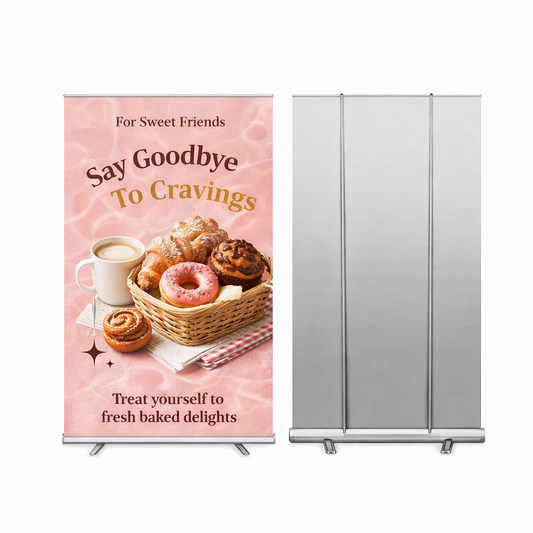 60 inch extra wide retractable banner stand printed in Orlando for trade shows and retail displays
