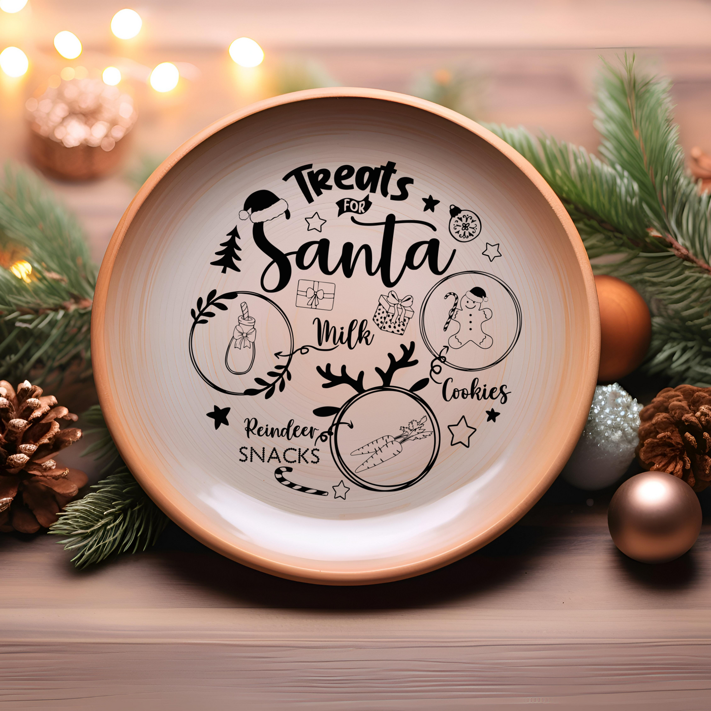 UV DTF Transfers for Santa Plates – Easy Peel, Rub & Stick Holiday Designs - Style 3