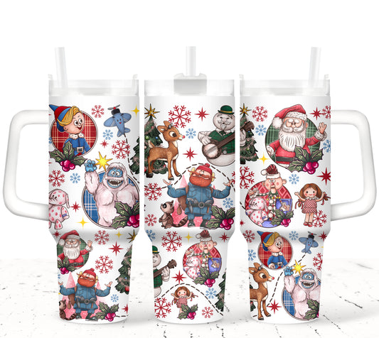 Christmas Reindeer - TOP & BOTTOM SET - 40 oz Tumbler UV DTF Transfer Film A084