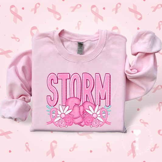 Storm Breast Cancer Sports Mascot DTF Transfer Film SD074