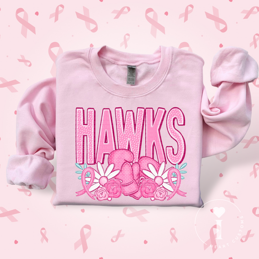 Hawks Breast Cancer Sports Mascot DTF Transfer Film SD074