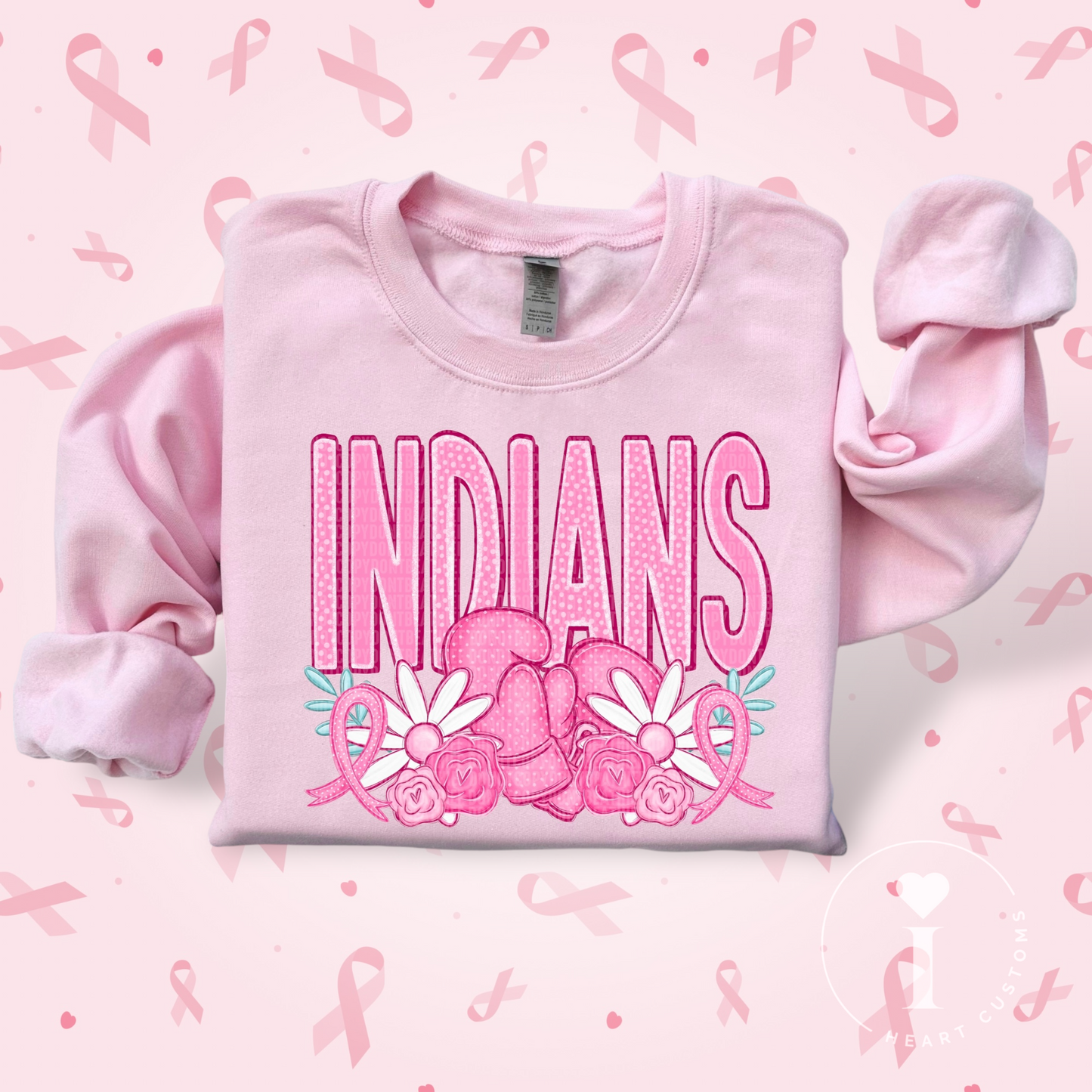 Indians Breast Cancer Sports Mascot DTF Transfer Film SD074