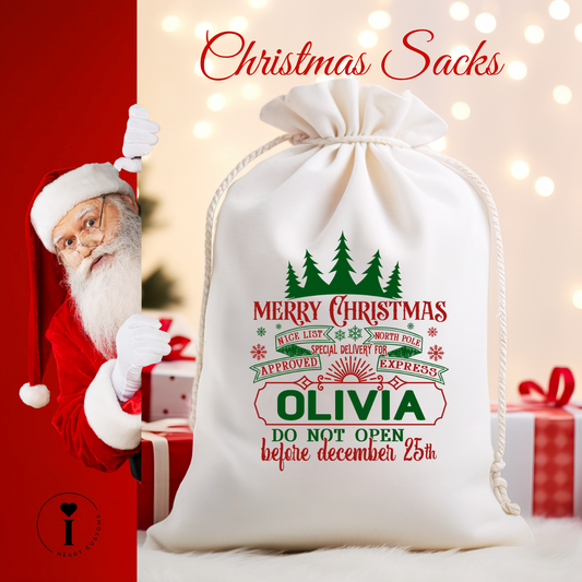 Personalized Santa Christmas Sack DTF Transfer – Custom Holiday Gift Bag Design - Design 4