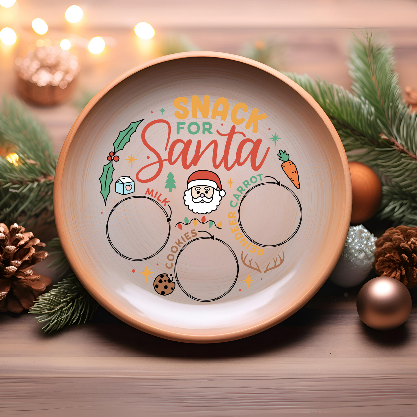 UV DTF Transfers for Santa Plates – Easy Peel, Rub & Stick Holiday Designs - Style 1