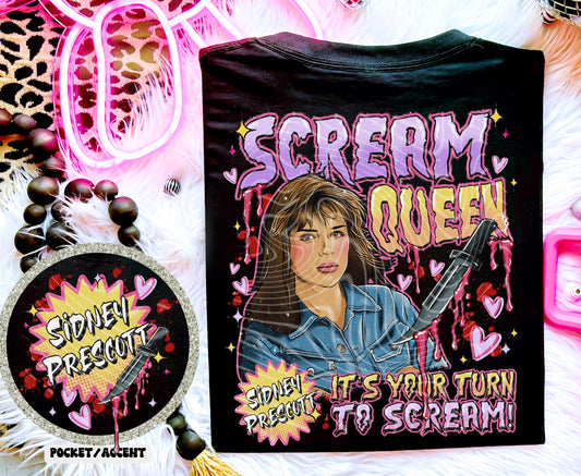 Scream Queen with matching front pocket DTF Transfer Film