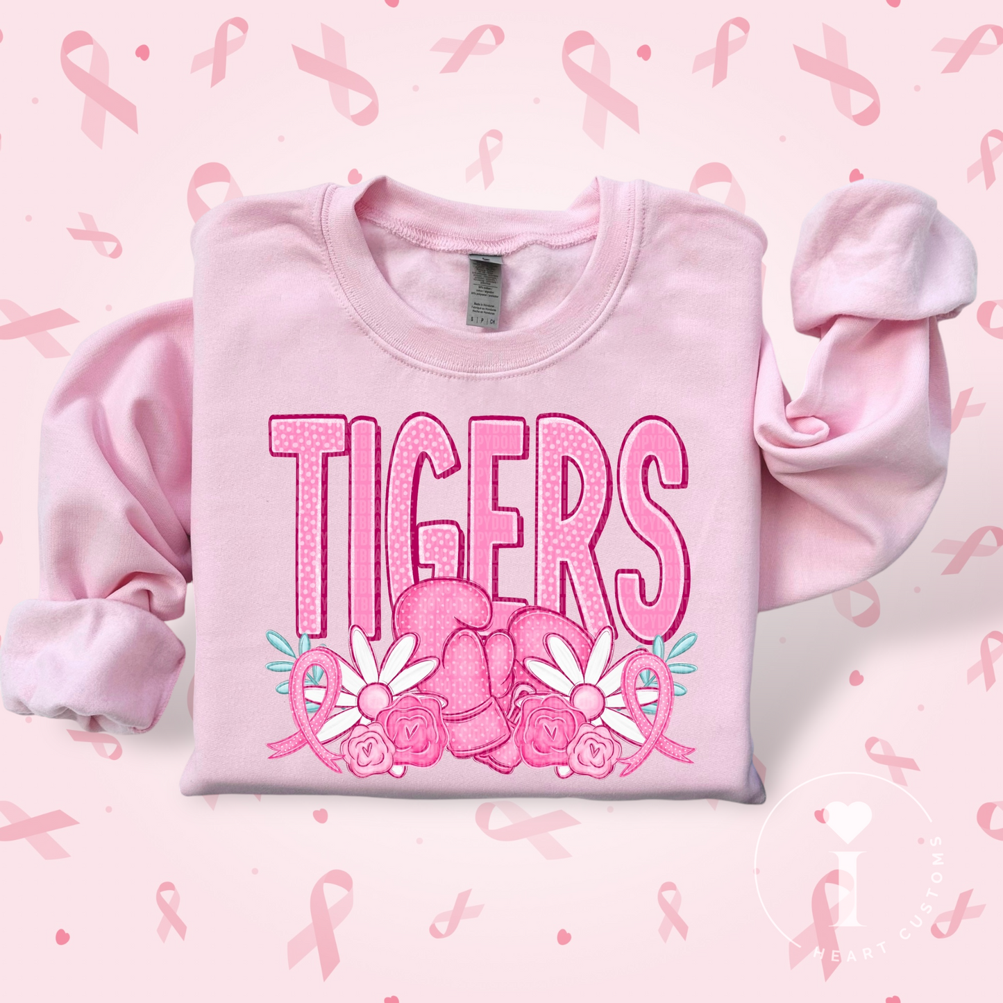 Tigers Breast Cancer Sports Mascot DTF Transfer Film SD074