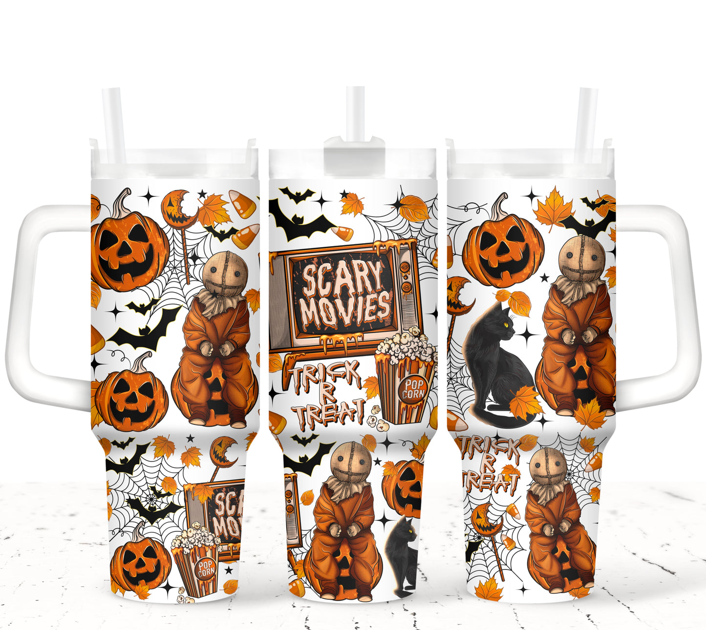 Spooky Movies V1 - TOP & BOTTOM SET - 40 oz Tumbler UV DTF Transfer Film