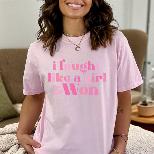 Breast Cancer I fought like a girl & won DTF Transfer Film CF095
