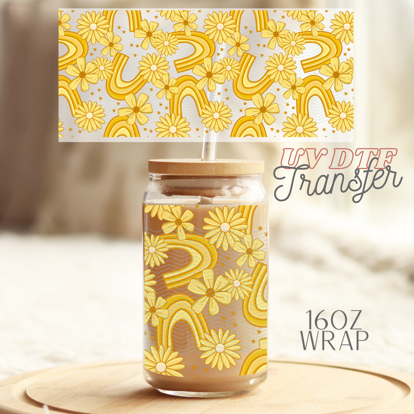 Yellow Boho vibes - 16oz UV DTF Transfer Film