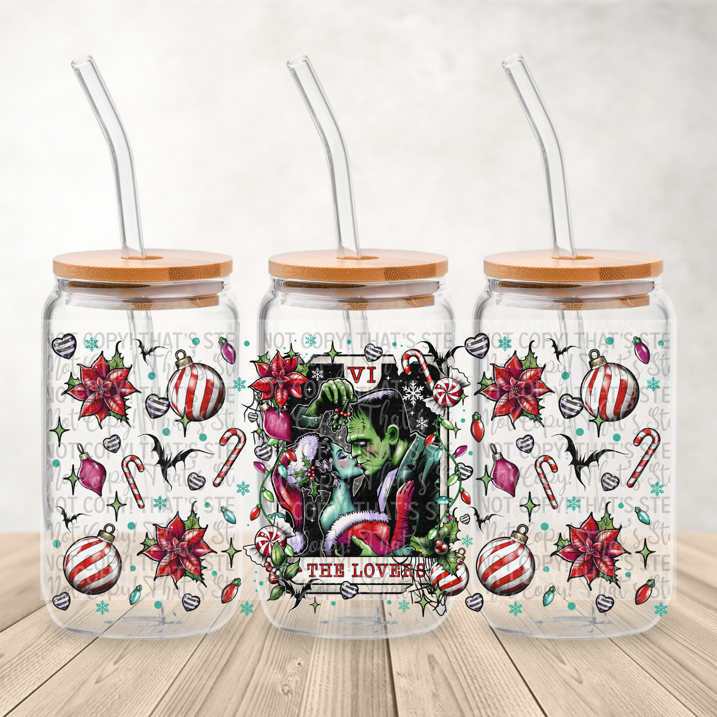 Tarot Card Xmas Exclusive: The Lovers - 16oz UV DTF Transfer Film Wrap and Matching Lid G104